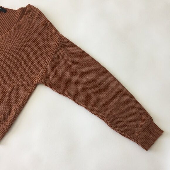 Lulus V Neck Sweater Womens Small Copper/Brown Dolman Sleeves - Picture 5 of 11